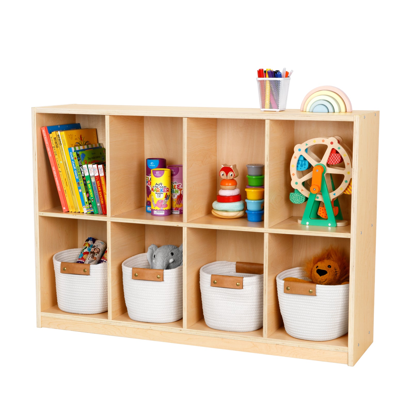 OOOK 8-Compartment Backpack Wooden Storage Cabinet