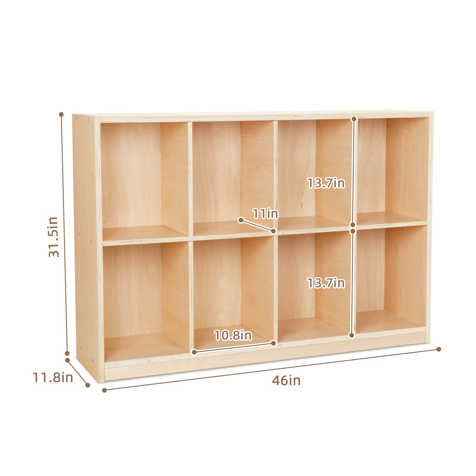 OOOK 8-Compartment Backpack Wooden Storage Cabinet
