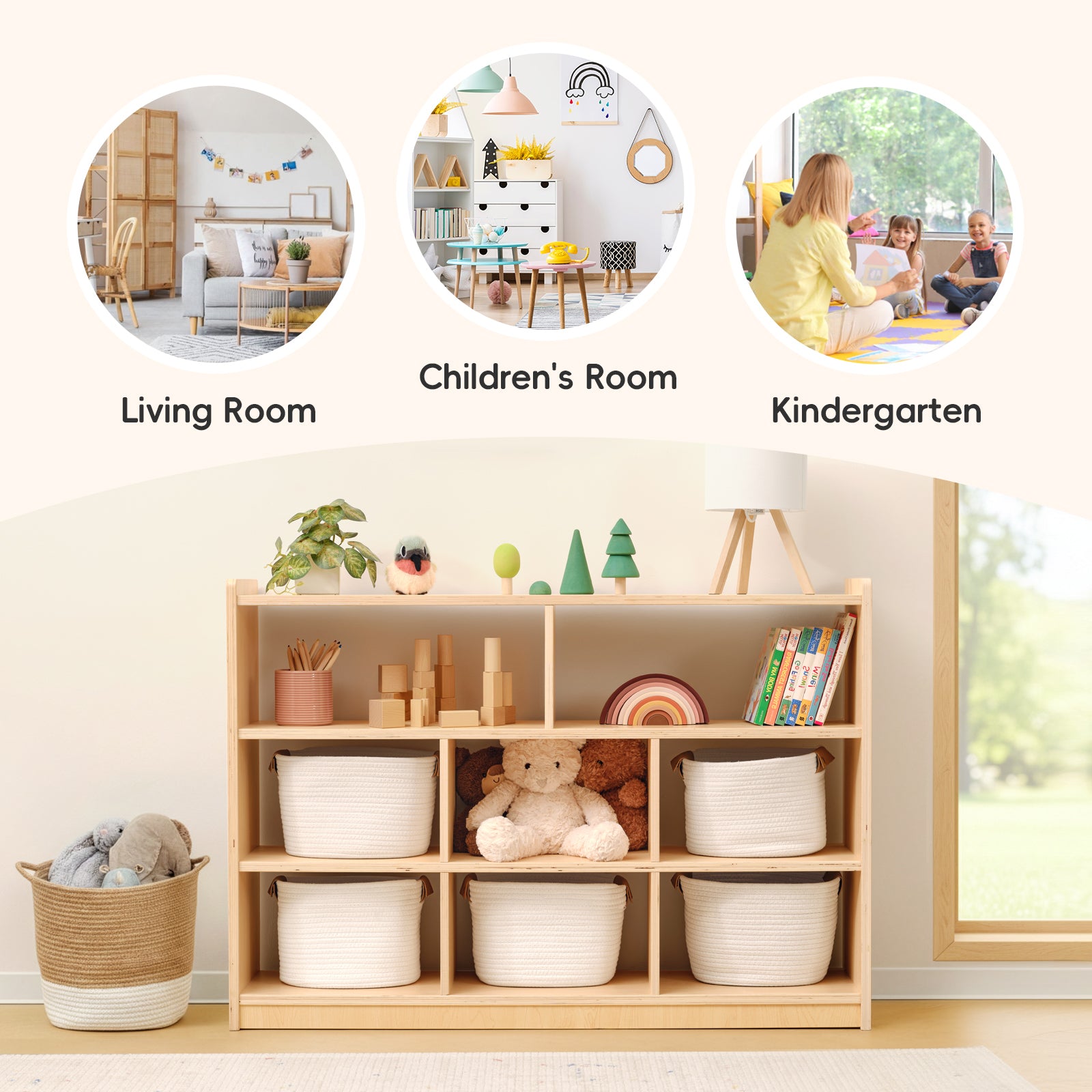 OOOK WOOD Montessori 8-Section Storage Cabinet