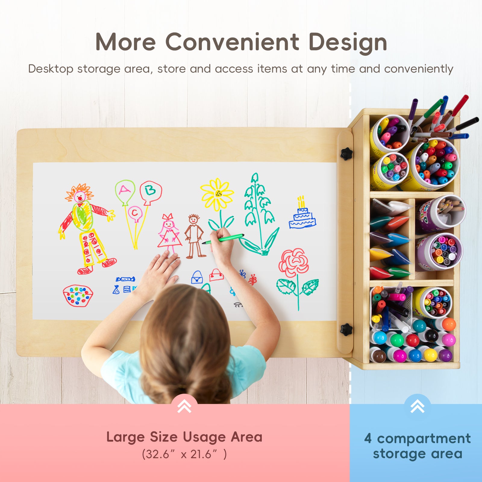 OOOK Wood Kids Art Table and 2 Chairs