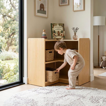 OOOK Plywood L-Shape Montessori Bookshelf for Compact Corner Space