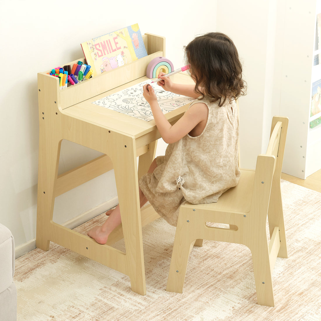 Kids Desk and Chair Set 5-8 Year Old, Toddler Desk and Chair Set