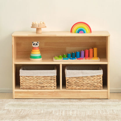 Rubber Wood 3-Compartment Montessori Shelf