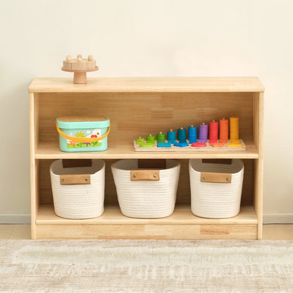 Rubber Wood 2-Compartment Montessori Shelf