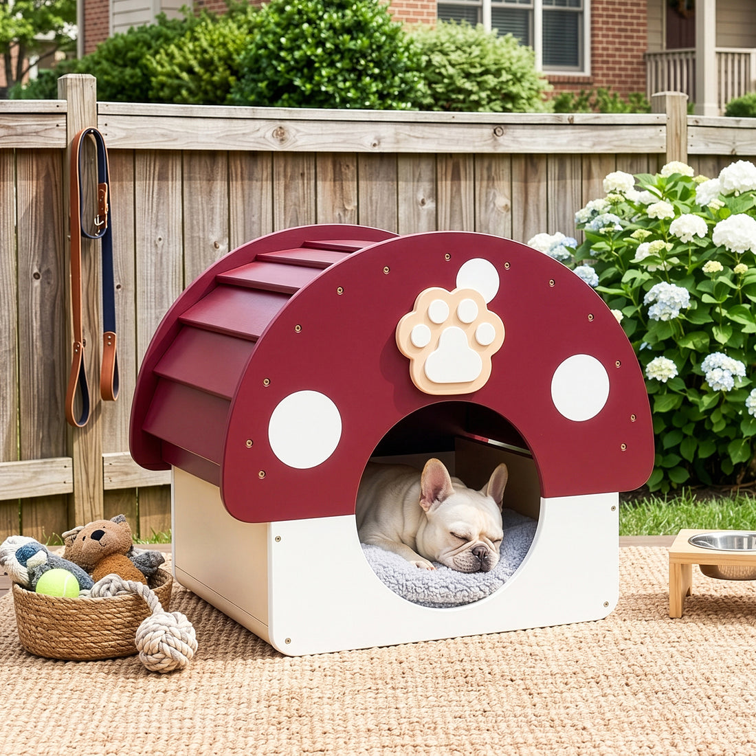 OOOK Solid Wood Dog House, Indoor Outdoor Waterproof Pet House