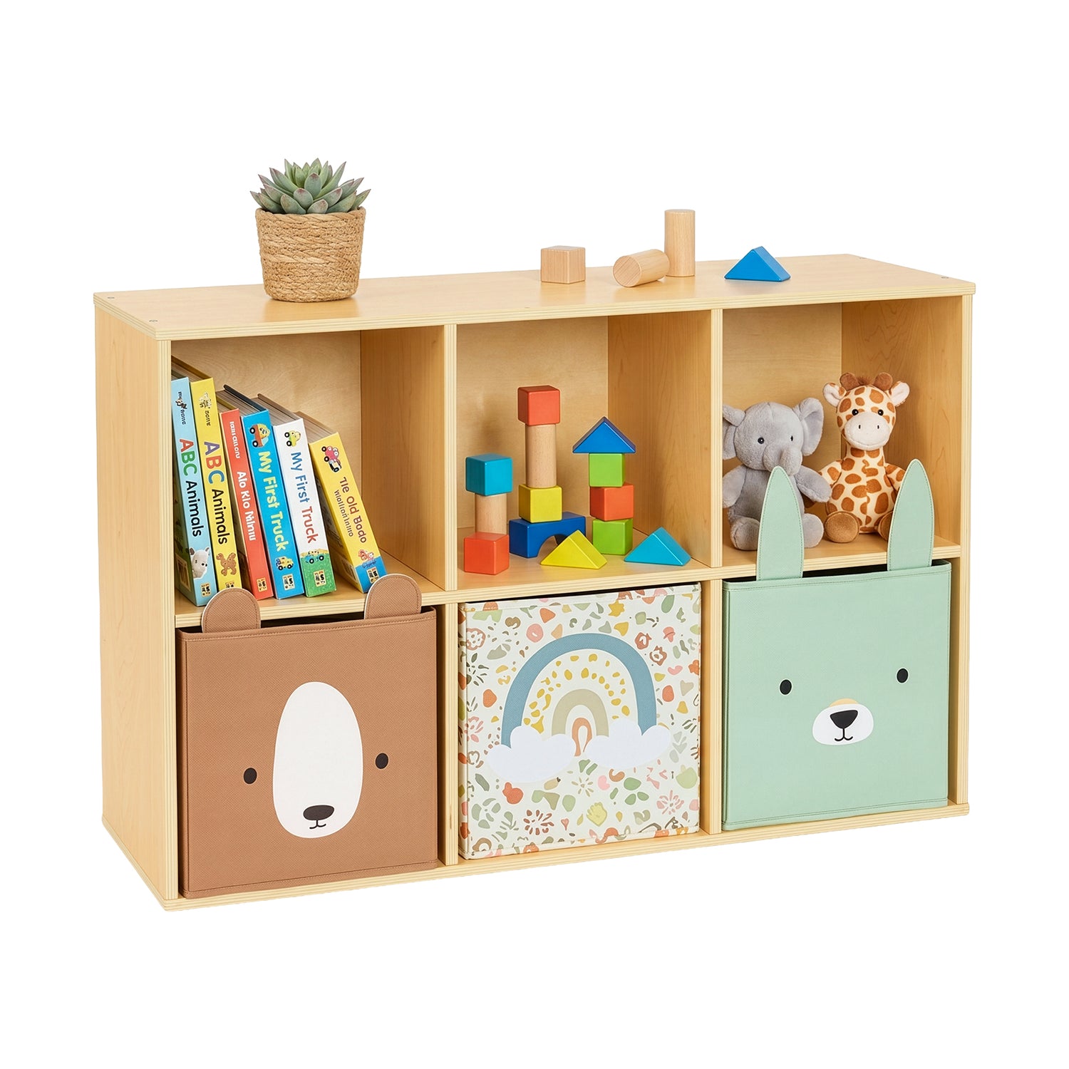 OOOK 6 Cube Plywood Storage Organizer, Horizontal or Vertical Orientation Montessori Bookshelf