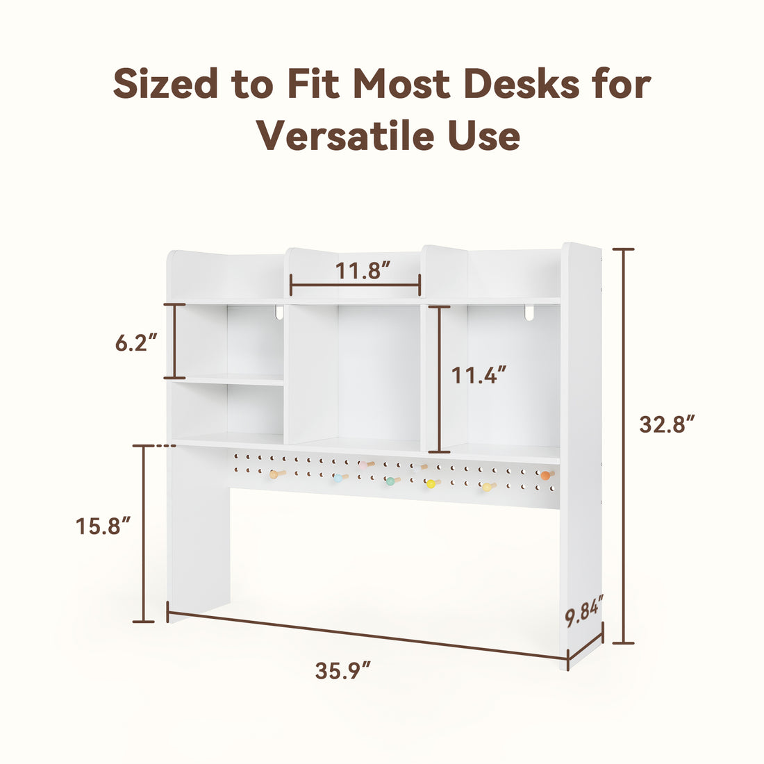 OOOK White Desk Hutch with Pegboard, Dorm Desk Organizer