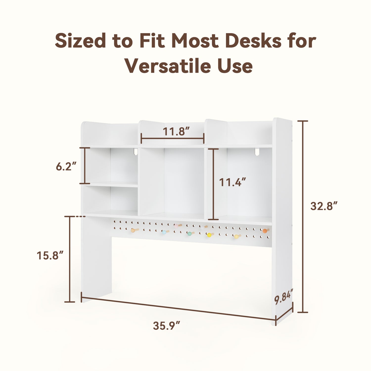 OOOK White Desk Hutch with Pegboard, Dorm Desk Organizer