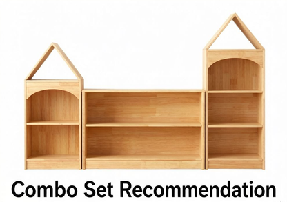 OOOK Rubber Wood 2-Compartment Montessori Shelf