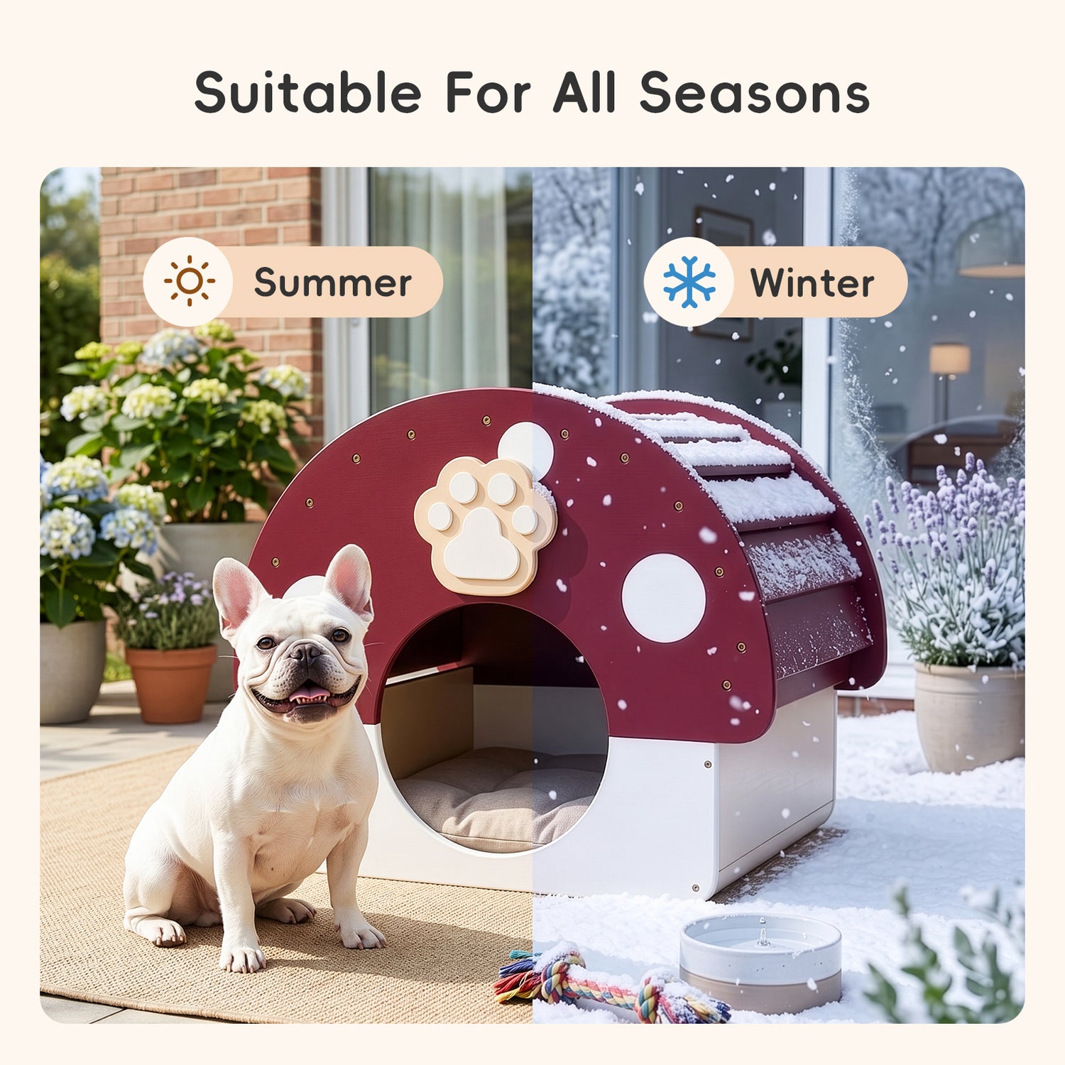 OOOK Solid Wood Dog House, Indoor Outdoor Waterproof Pet House