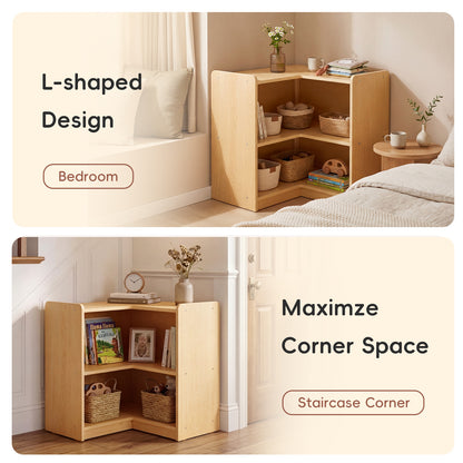 OOOK Plywood L-Shape Montessori Bookshelf for Compact Corner Space