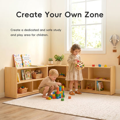 OOOK Plywood L-Shape Montessori Bookshelf for Compact Corner Space