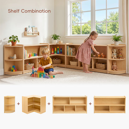 OOOK Plywood L-Shape Montessori Bookshelf for Compact Corner Space