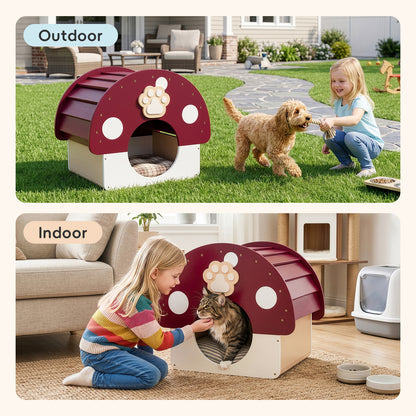 OOOK Solid Wood Dog House, Indoor Outdoor Waterproof Pet House
