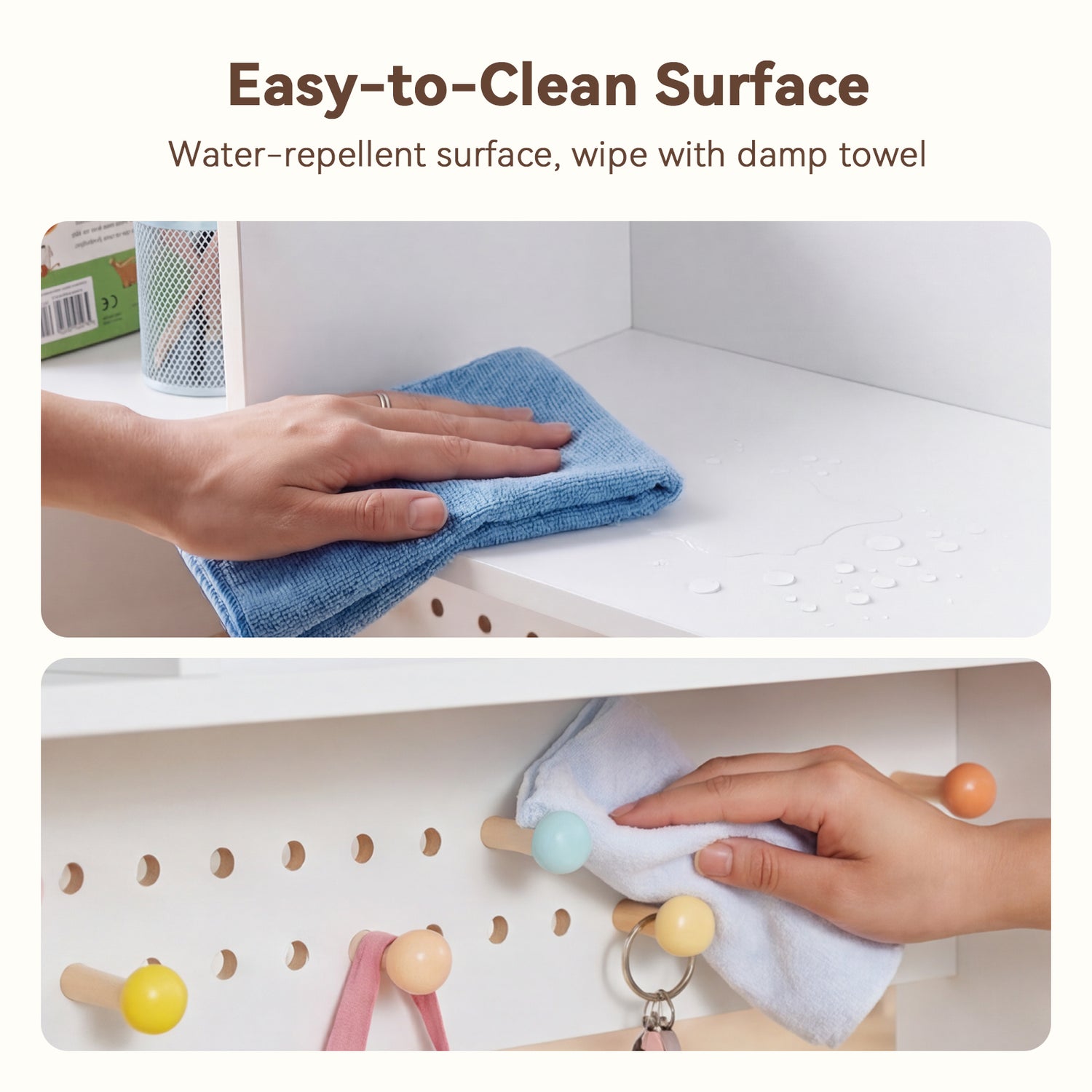 OOOK White Desk Hutch with Pegboard, Dorm Desk Organizer