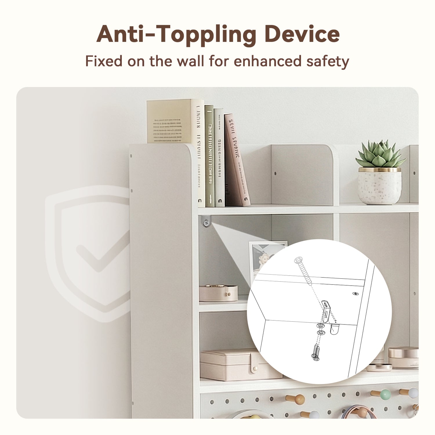 OOOK White Desk Hutch with Pegboard, Dorm Desk Organizer