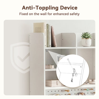 OOOK White Desk Hutch with Pegboard, Dorm Desk Organizer