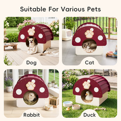 OOOK Solid Wood Dog House, Indoor Outdoor Waterproof Pet House