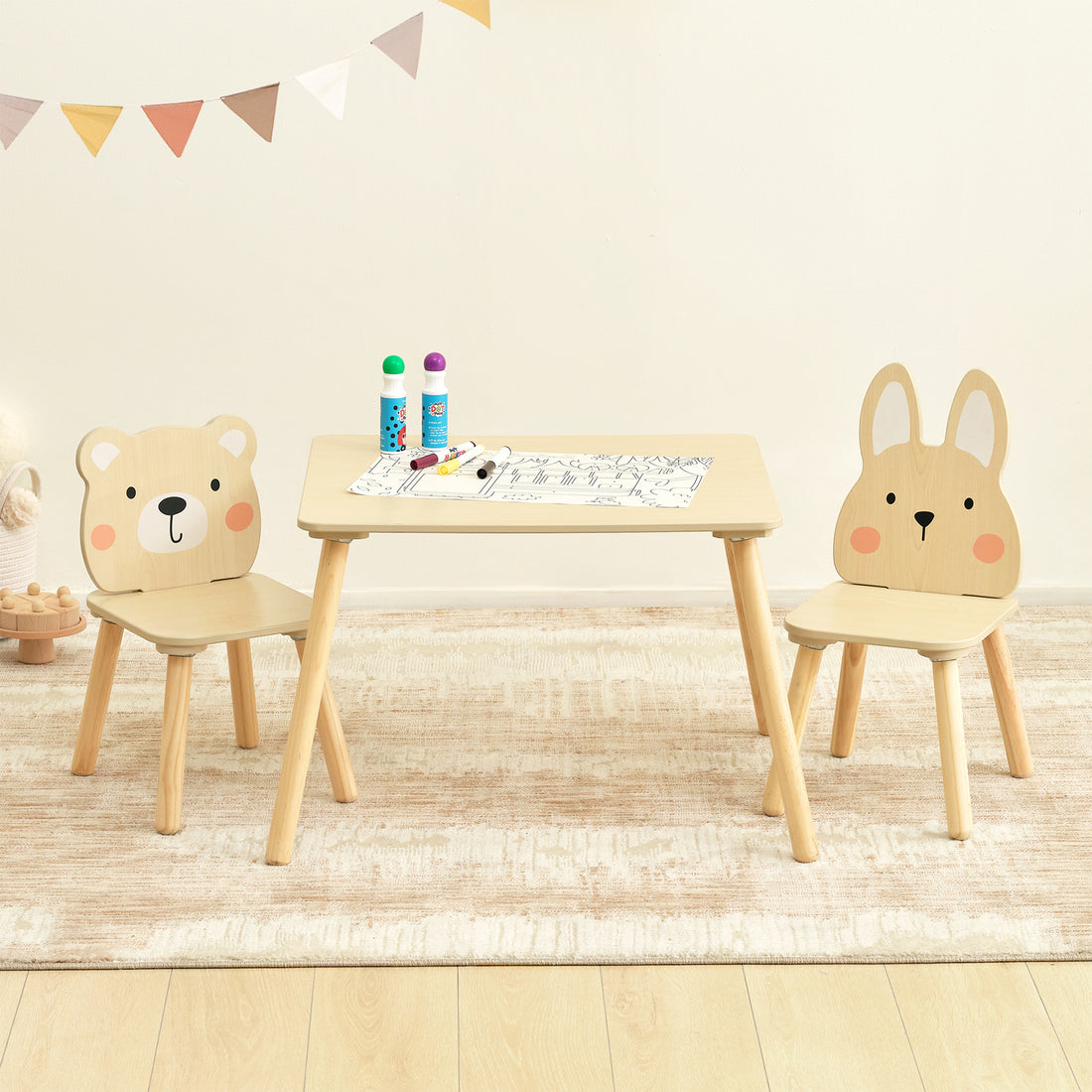 Wooden Kids Table and Chair Set