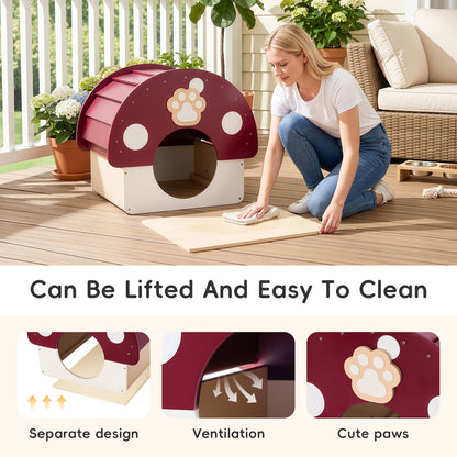 OOOK Solid Wood Dog House, Indoor Outdoor Waterproof Pet House