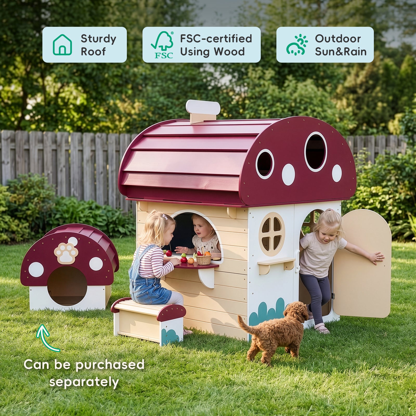 OOOK Outdoor Solid Wooden Playhouse with Chalkboard