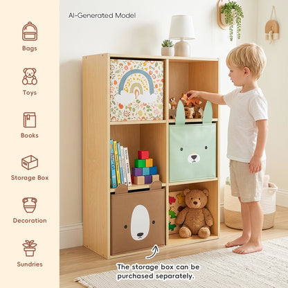 OOOK 6 Cube Plywood Storage Organizer, Horizontal or Vertical Orientation Montessori Bookshelf