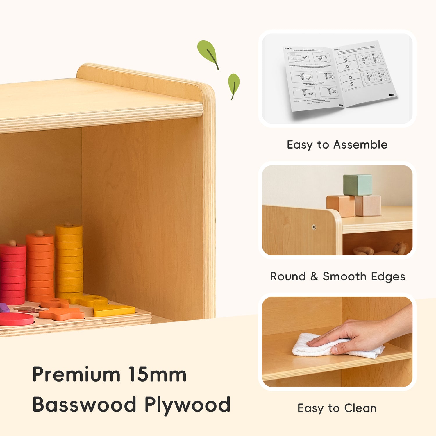 OOOK Plywood L-Shape Montessori Bookshelf for Compact Corner Space