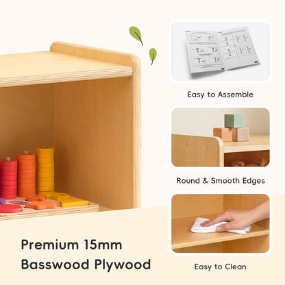 OOOK Plywood L-Shape Montessori Bookshelf for Compact Corner Space