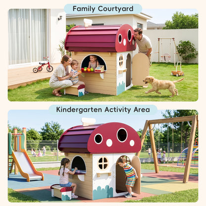 OOOK Outdoor Solid Wooden Playhouse with Chalkboard