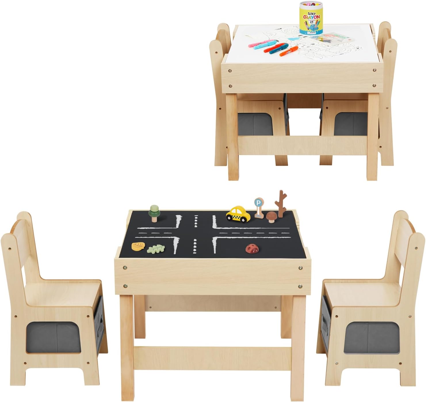 OOOK 3 in1 Toddler Table Chair Set,Montessori Toddler  Kids Activity Desk
