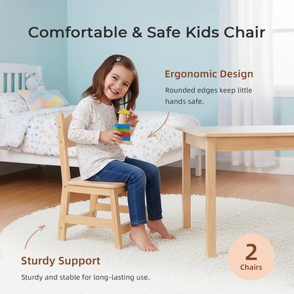 OOOK Wood Kids Table and Chairs Set,Waterproof Desktop