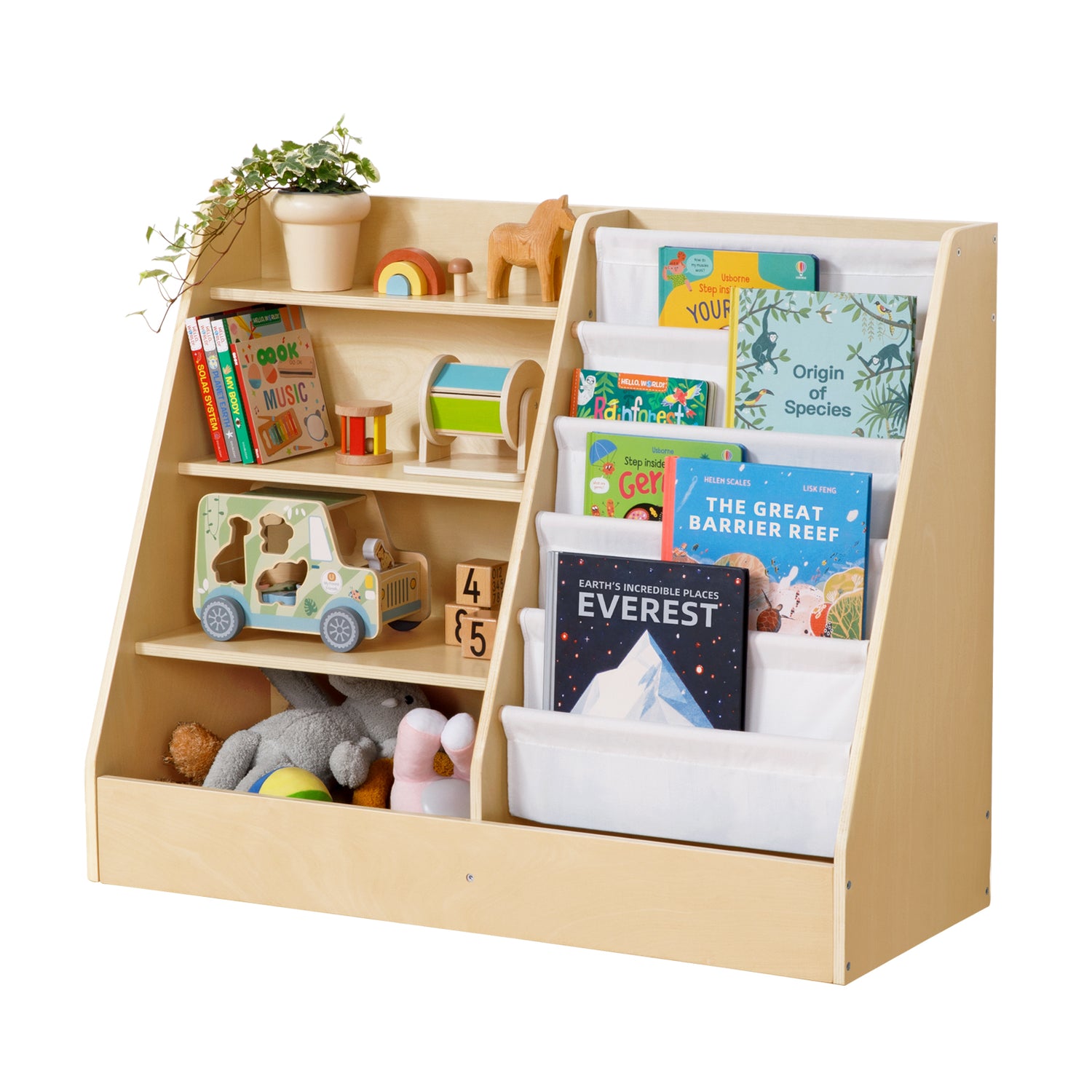 2 in 1 Montessori Bookshelf and Toy Organizer