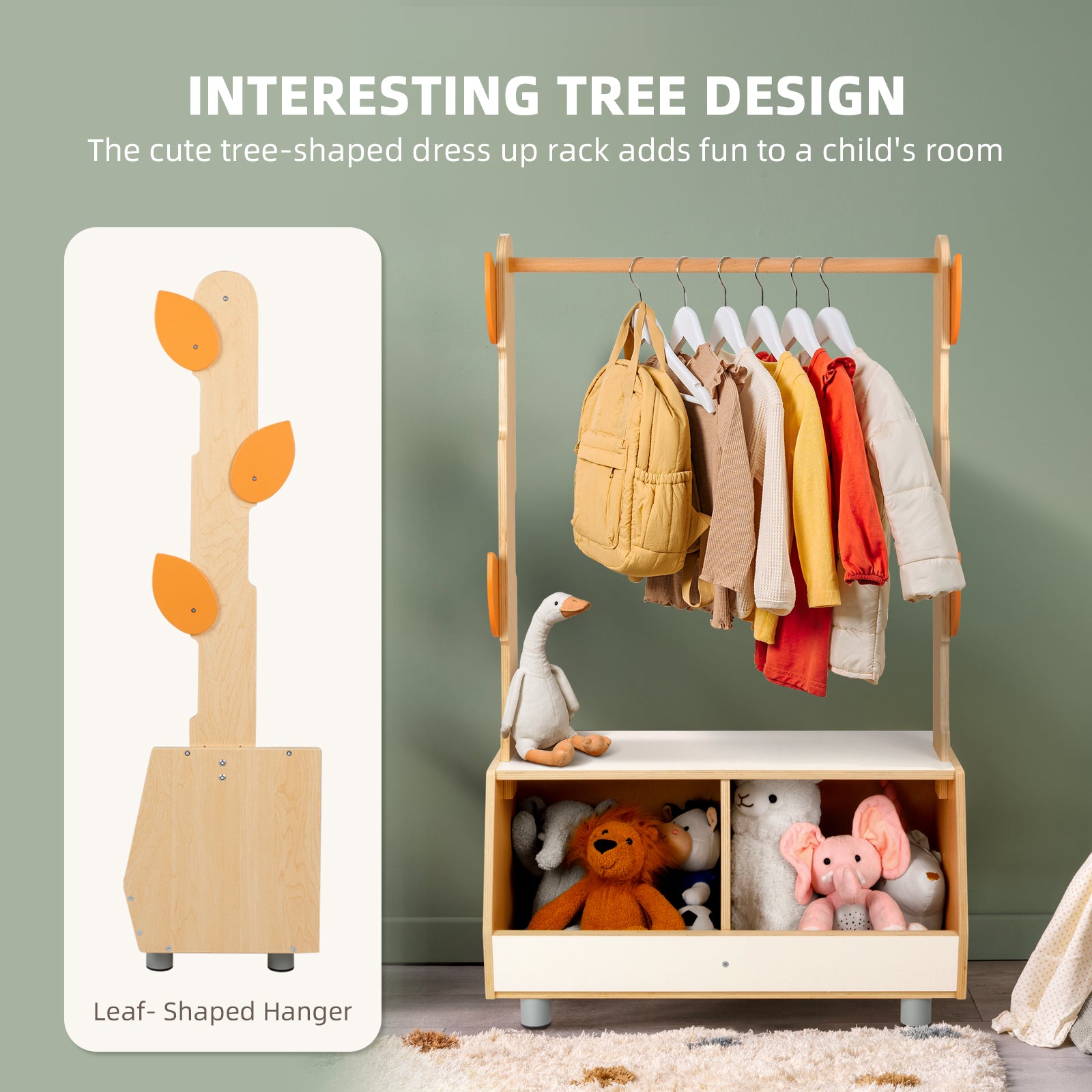 Tree Kids Dress Up Rack, Dress Up Storage for Toddlers