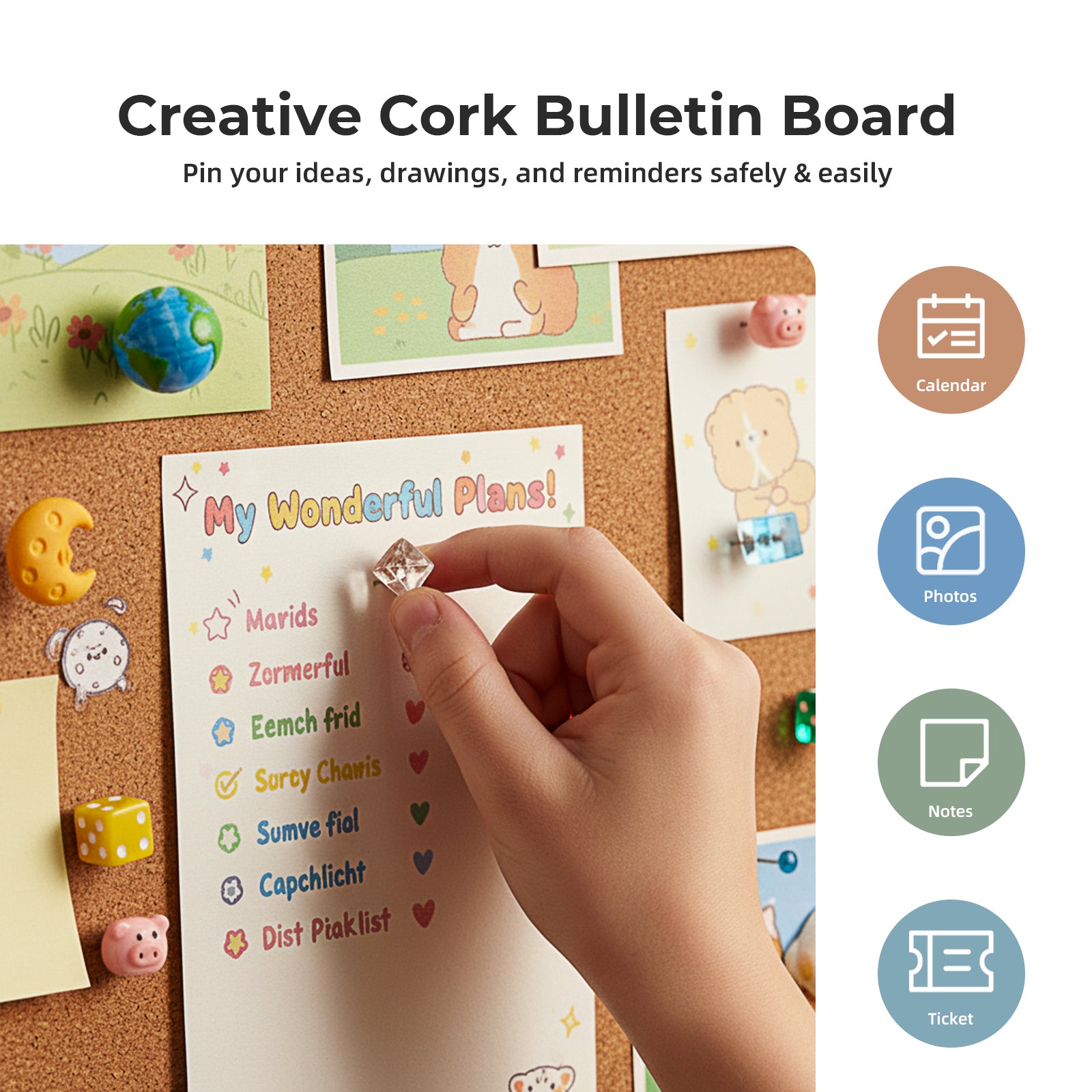 OOOK Kids Desk and Chair Set with Bulletin Board, Kids Study Table and Chair Set
