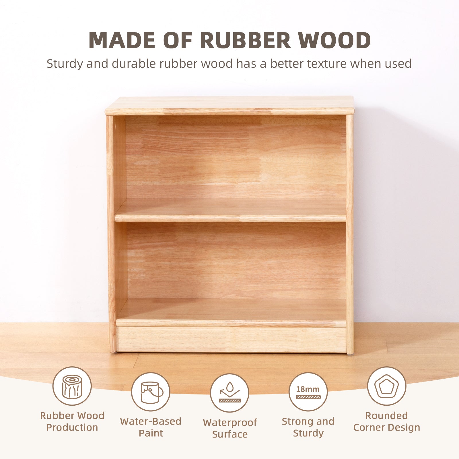 Rubber Wood Montessori Shelf and Toy Storage