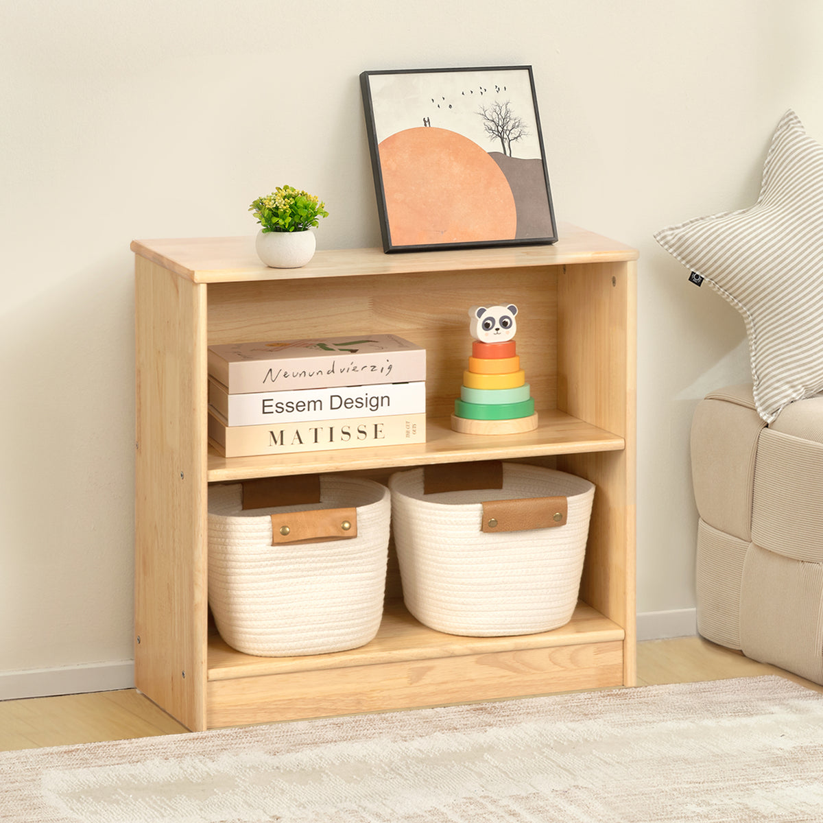 OOOK Rubber Wood 2-Tier Montessori Shelf and Toy Storage (small)