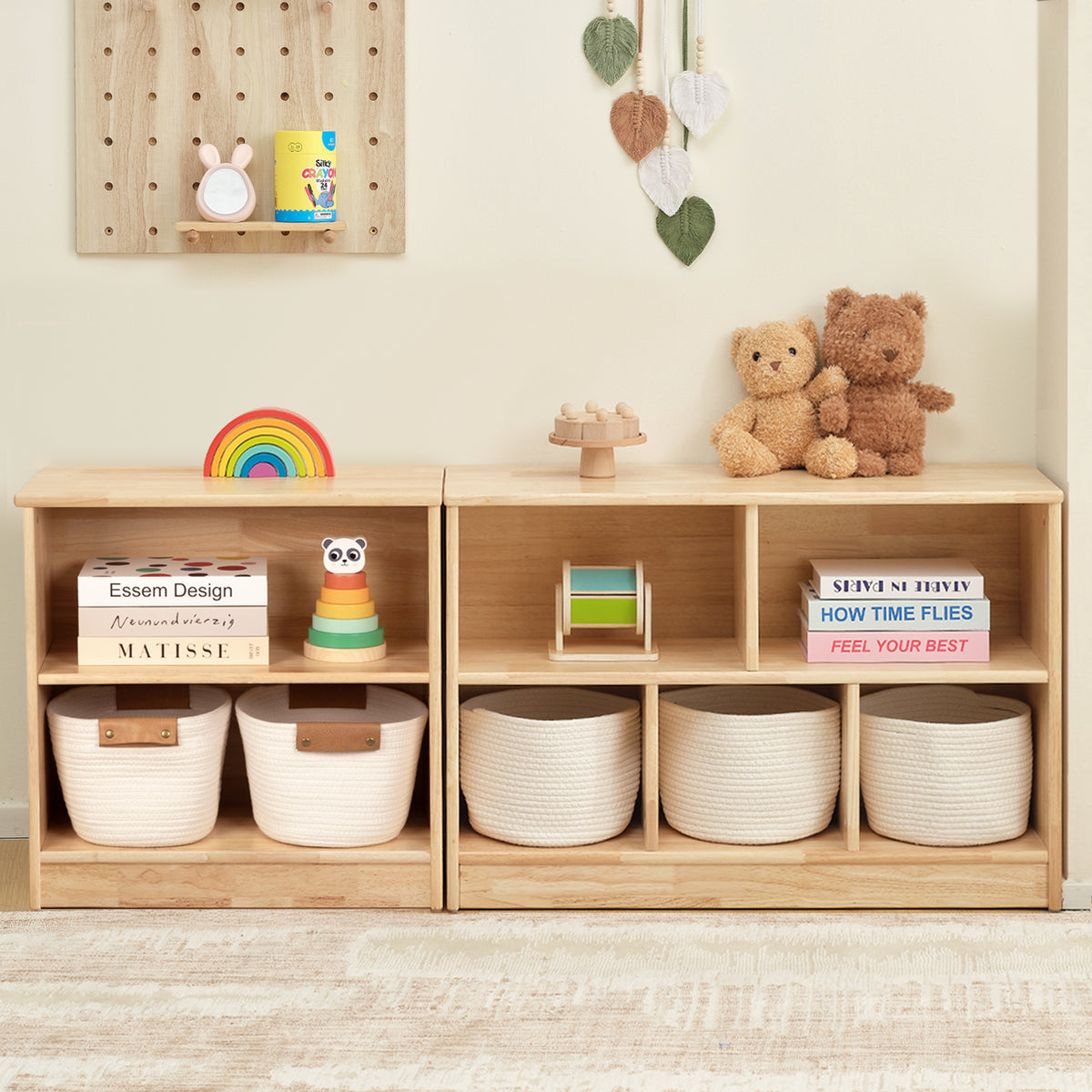 OOOK Rubber Wood 2-Tier Montessori Shelf and Toy Storage (small)