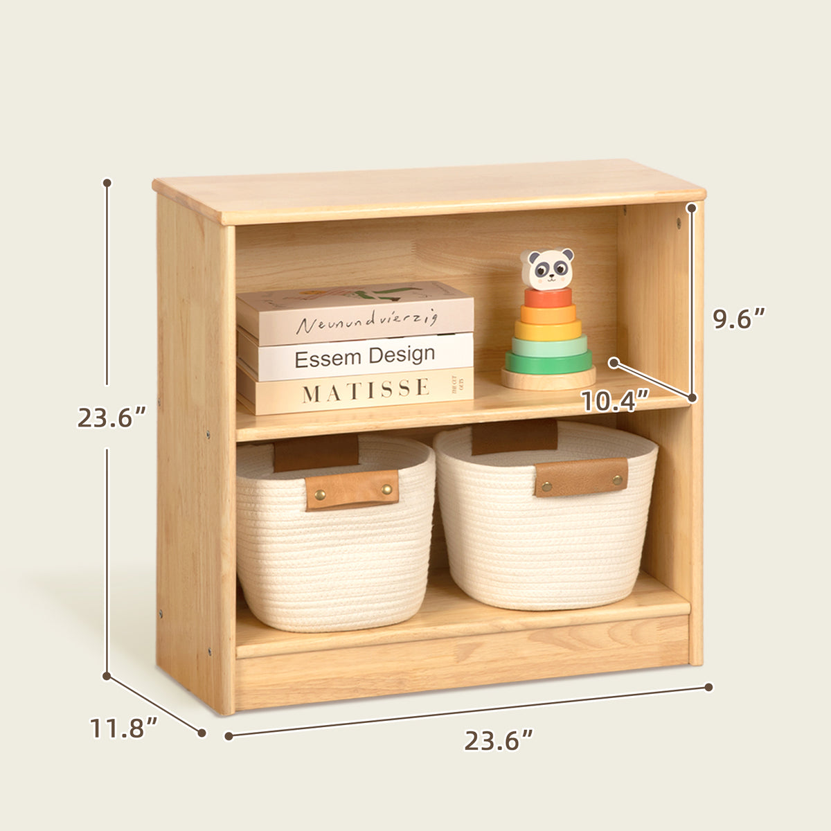 OOOK Rubber Wood 2-Tier Montessori Shelf and Toy Storage (small)