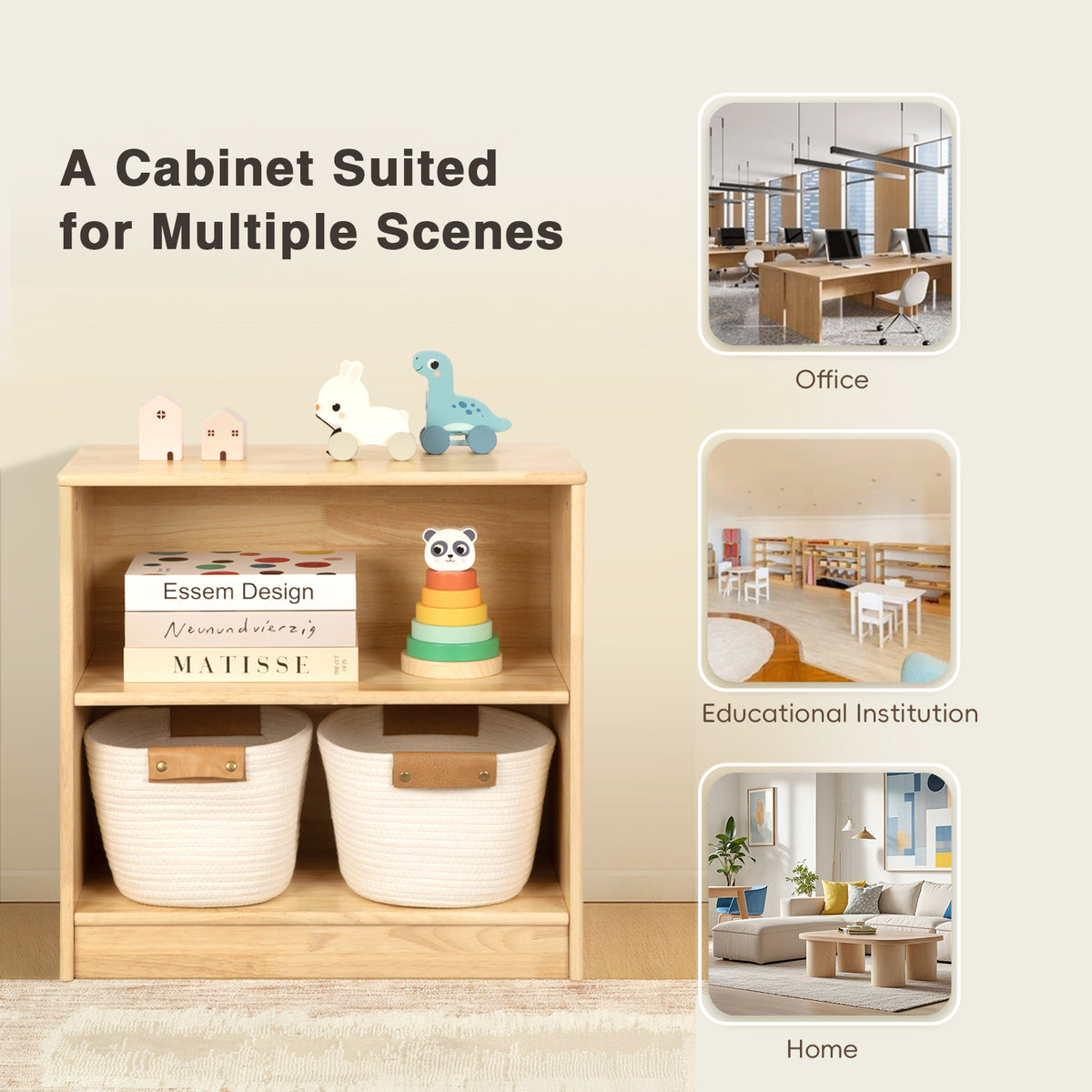 OOOK Rubber Wood 2-Tier Montessori Shelf and Toy Storage (small)