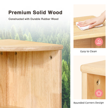 OOOK Rubber Wood 2-Tier Corner Cabinet