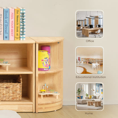 OOOK Rubber Wood 2-Tier Corner Cabinet