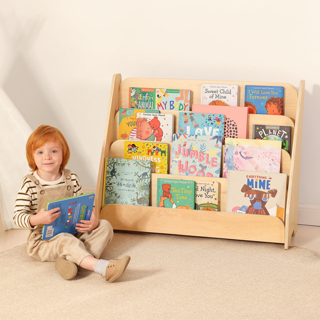 Kids Wooden 4-Tier Bookshelf