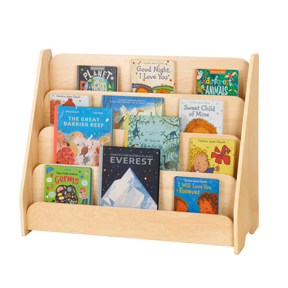 Kids Bookshelf, Wooden 4-Tier Front Facing Book Display Shelf for Kids