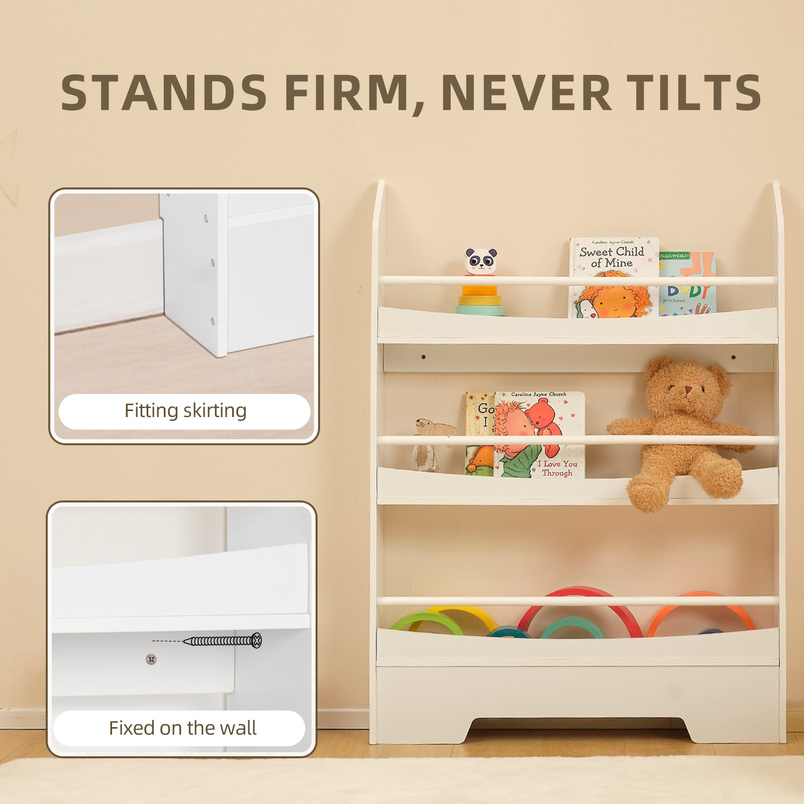Kids 3-Tier Wooden Bookshelf