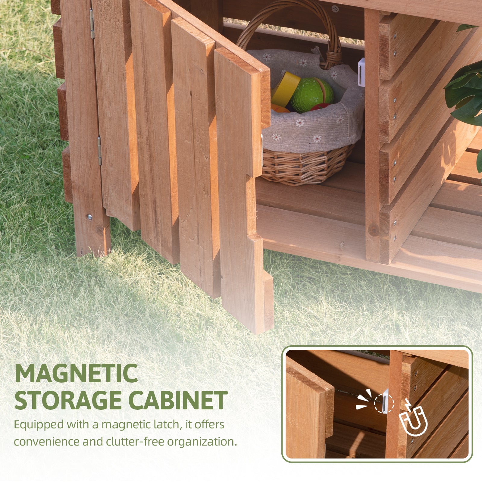 OOOK Mud Kitchen for Kids Outdoor,Solid Fir Wood Kids Kitchen Playset