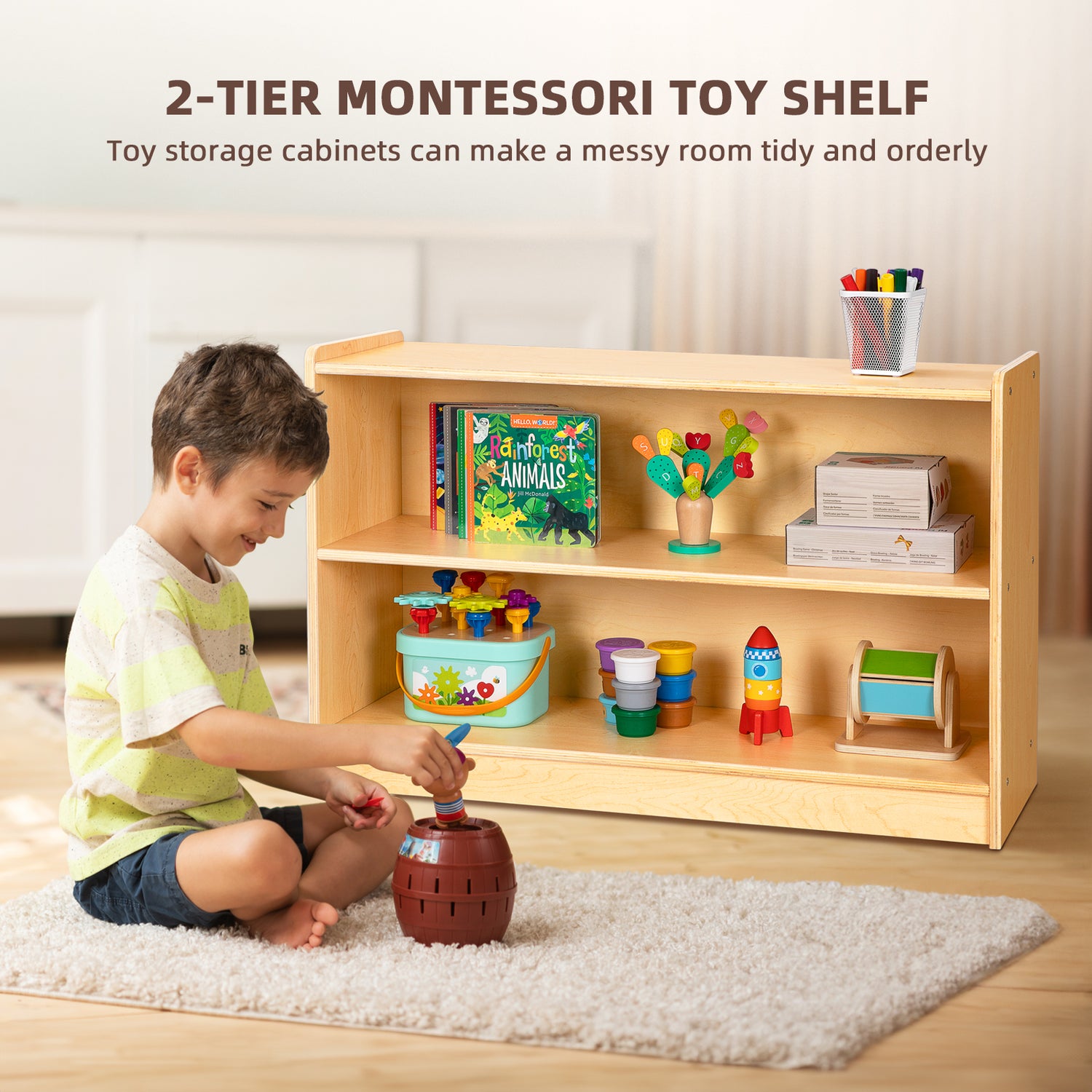 Montessori 2-Tier Storage Cabinet