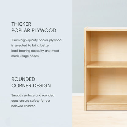 OOOK Plywood Montessori Shelf, Toy Organizers and Storage, 2-Tier Toddler Bookshelf