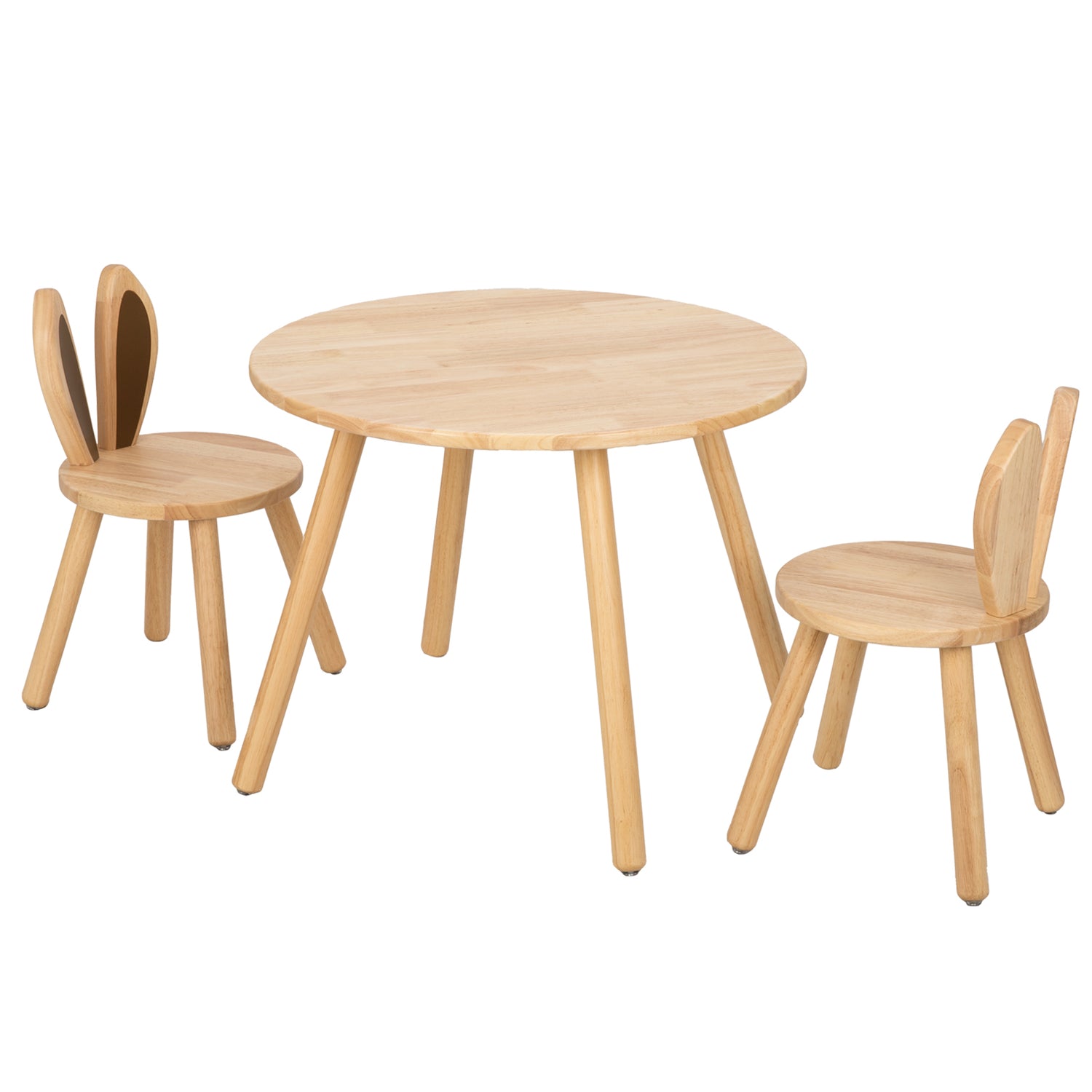 Rubberwood Kids Table and Chair Set, Natural Wood