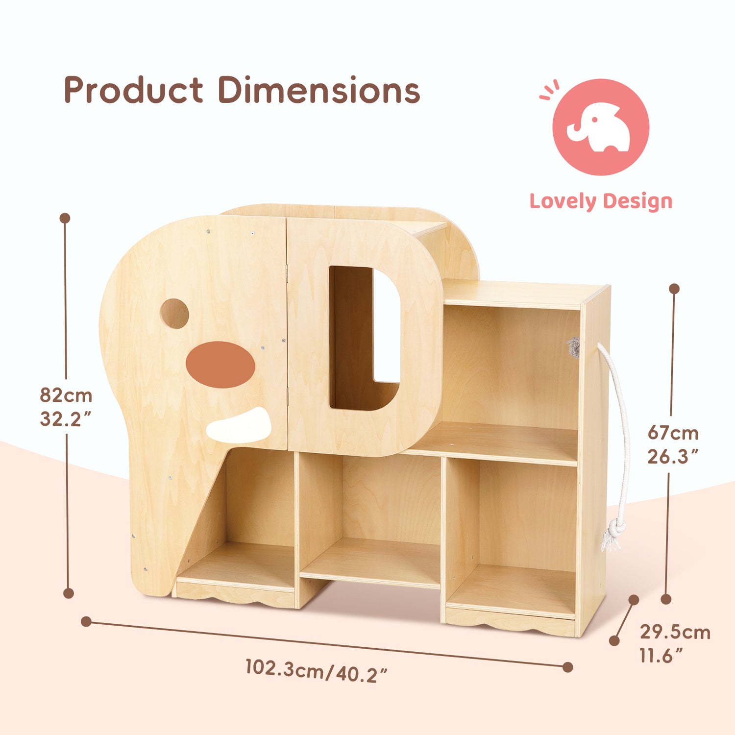 OOOK Montessori Bookshelf with Elephant Shape