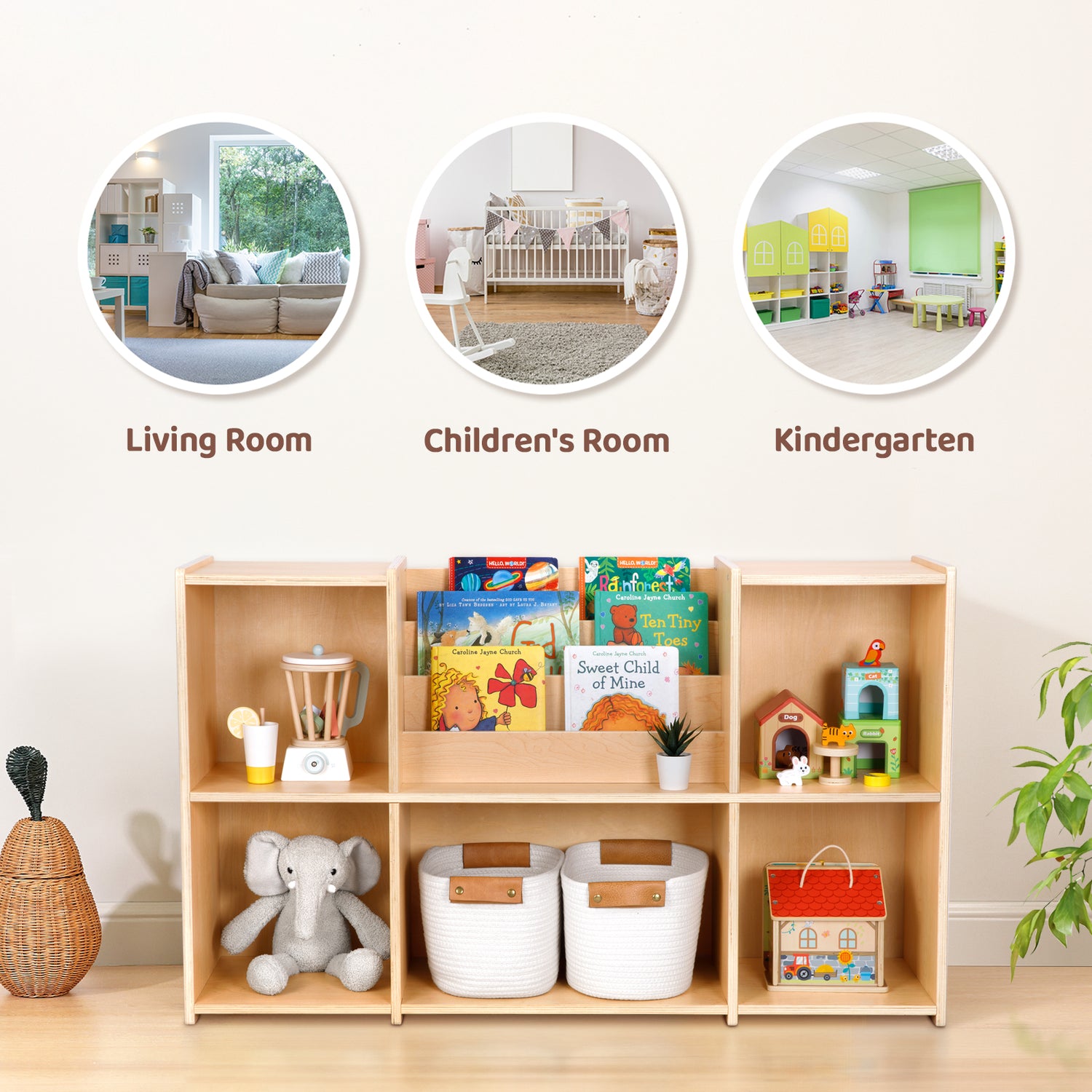 Montessori Bookshelf Toy Storage Organizer